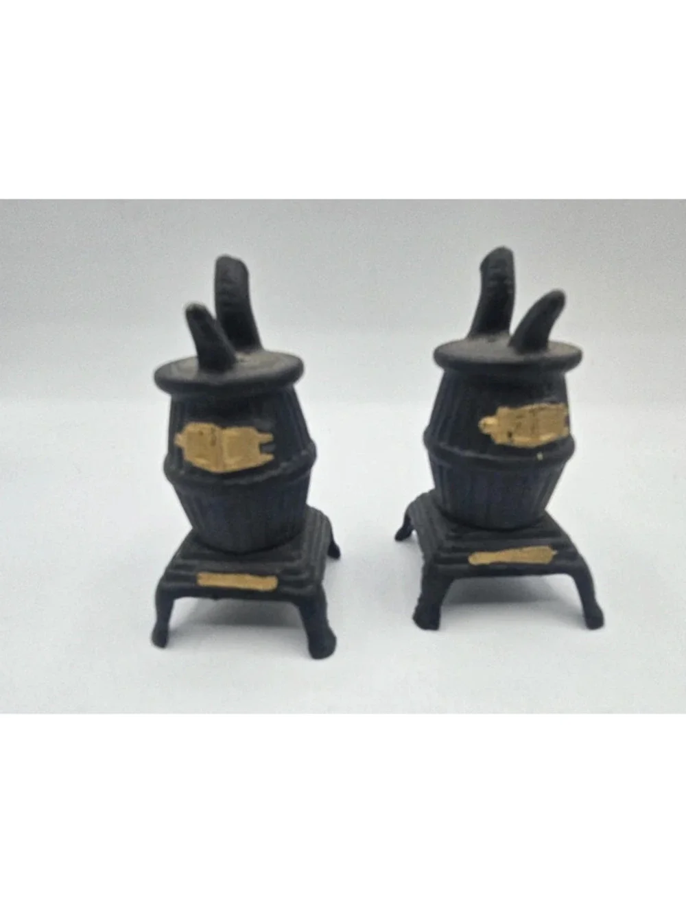 Vintage plastic pot belly stove salt and pepper shakers